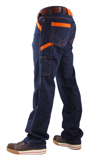 Corporate jeans matching cordura contrastkleuren oranje stiksels