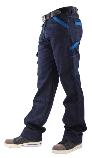 Corporate jeans matching cordura korenblauw contrastkleur stiksels
