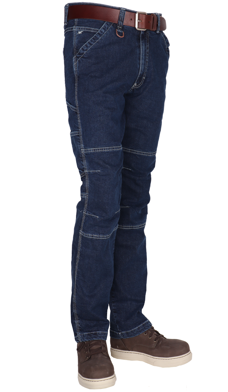 Stretch werkjeans. Stevige werkspijkerbroek met duimstok zakken,  telefoonzakje en sleutelring | Toolbox Stretch
