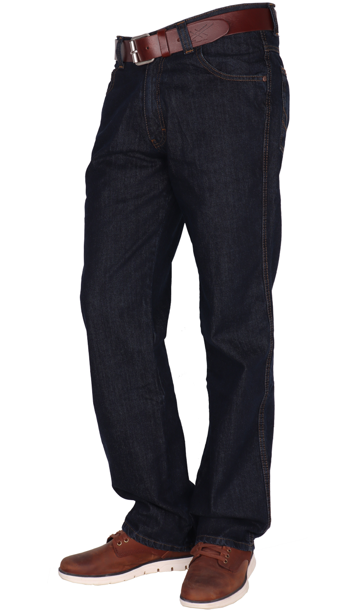 Heren spijkerbroek zonder elastan. Authentieke donkerblauwe jeans | Rider