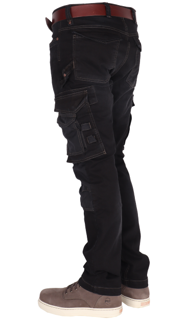 Zwarte stretch werkjeans kniestukken cordura