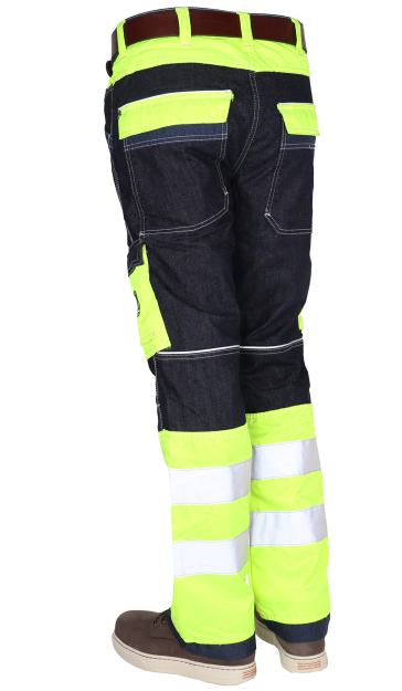 Hi vis workwear heren werkbroek fluor geel reflectieband gecertificeerd 20471