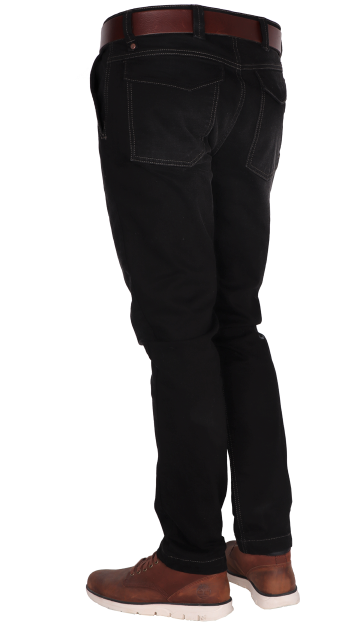 Zwarte stretch jeans steekzakken afsluitbare achterzak