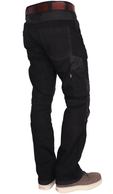 Stevige zwarte werkspijkerbroek cordura kniebescherming kniekussens