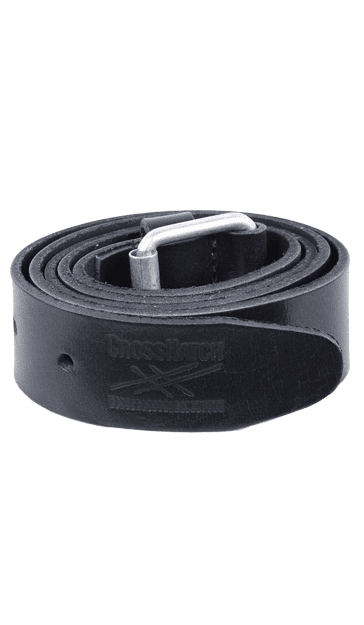 Zwarte broekriem van volnerf leer 35 cm sterke metalen gesp