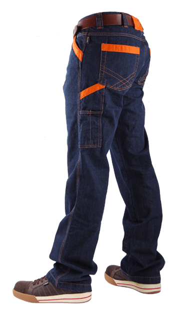 Corporate jeans matching cordura contrastkleuren oranje stiksels