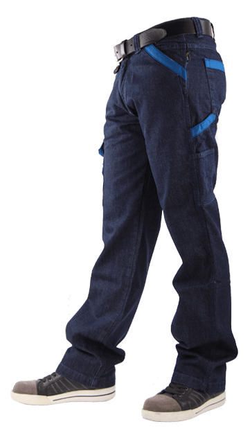 Corporate jeans matching cordura korenblauw contrastkleur stiksels