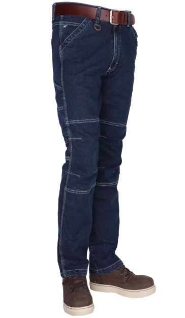 Stretch werkjeans stevige werkspijkerbroek duimstok zakken telefoonzakje sleutelring