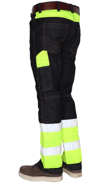 Veiligheidsbroek high visibility fluor geel