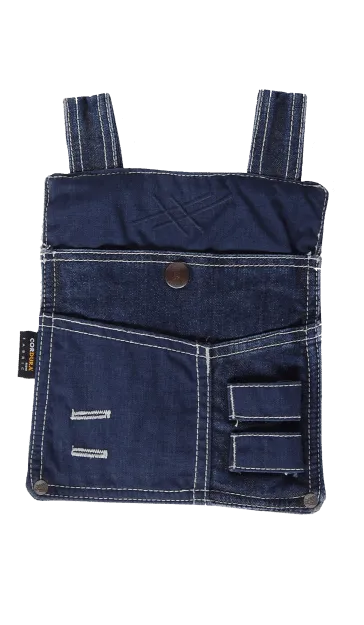 Jeanstasche aus hellblauem stretch denim mit starkem cordura futter