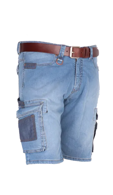 Korte werkbroek lichtblauwe denim