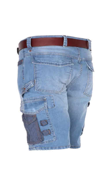 Korte werkbroek lichtblauwe denim