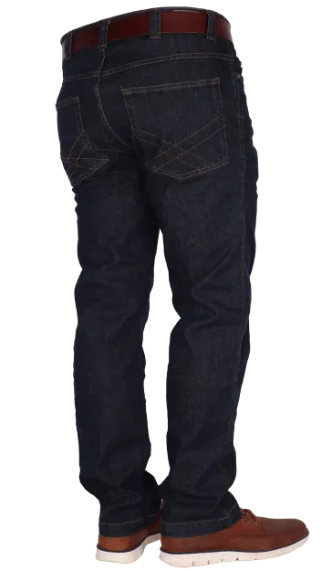 Dunkle stretch jeans mit geradem bein authentische passform
